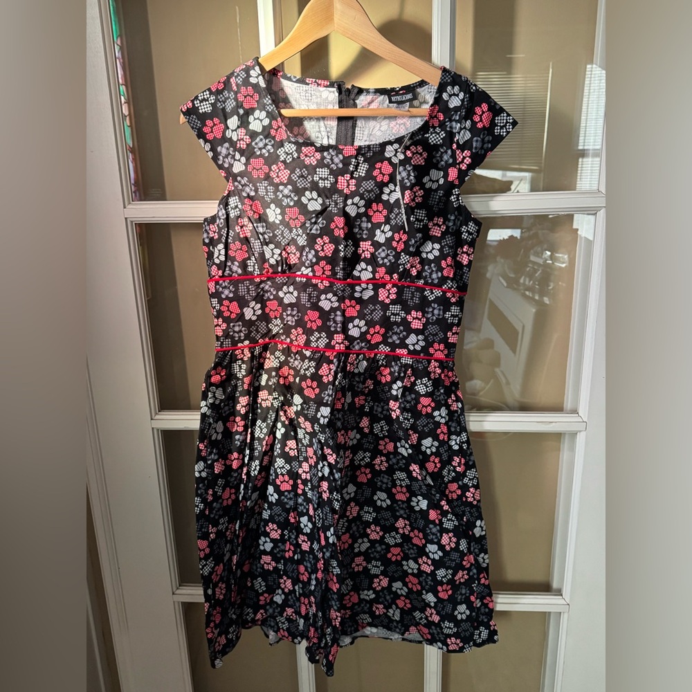 Modcloth Paw Print Fit and Flare Dress